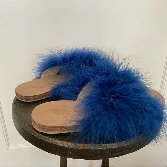 Brother Vellies Women's Lamu Marabou Feather Slide Sandals